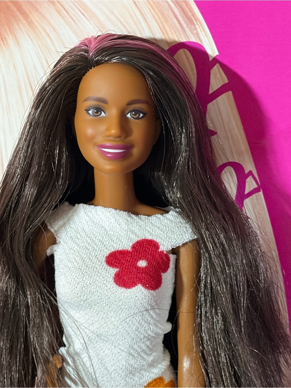 Barbie Dark Brown Hair with Pink Highlight Fashion Doll